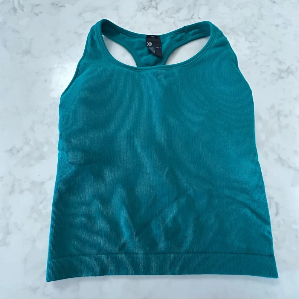 All in Motion Teal Ribbed Activewear Set. Leggings & matching Top/sports bra. - Picture 2 of 14